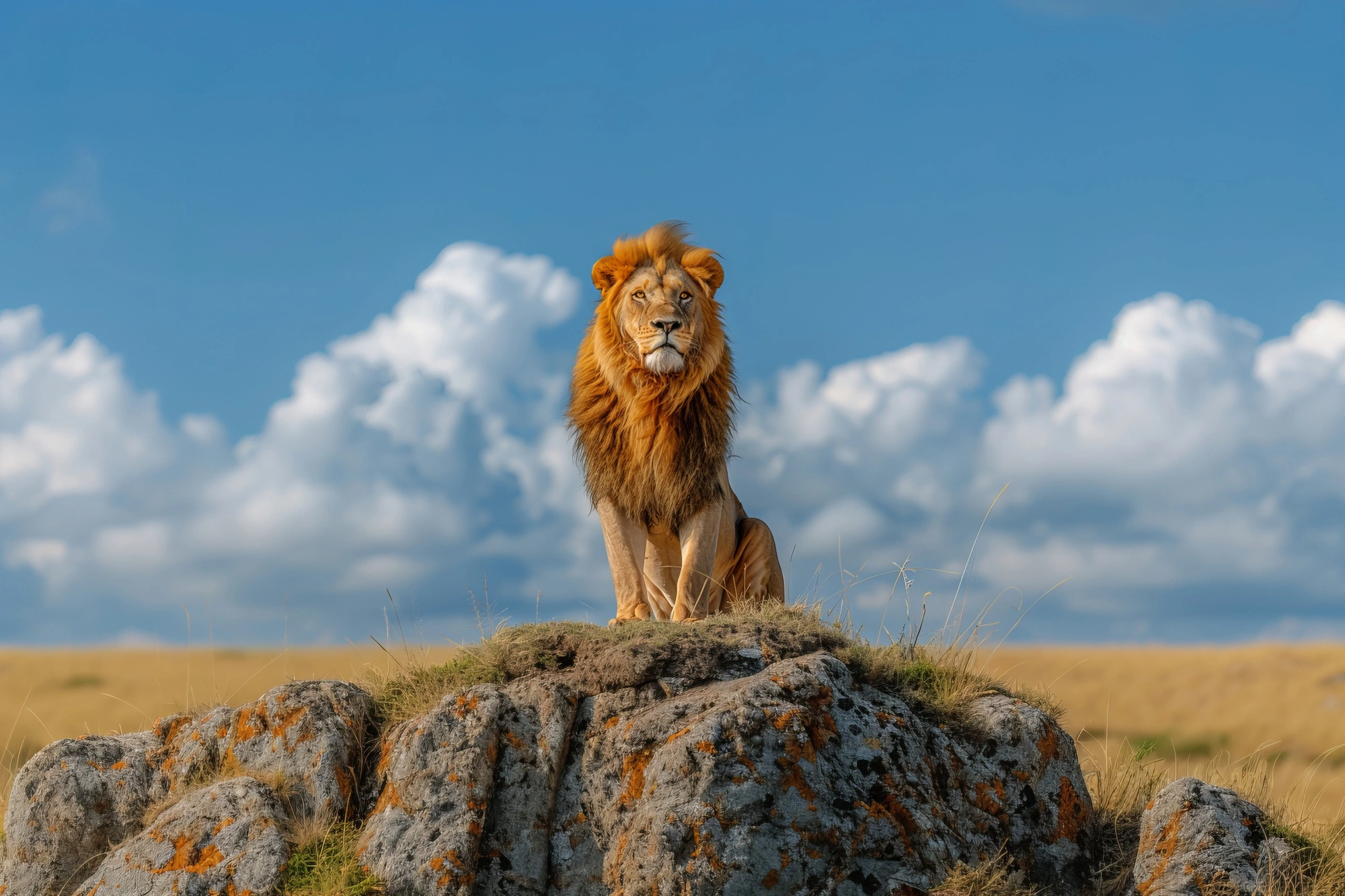 Male Lion on rocks